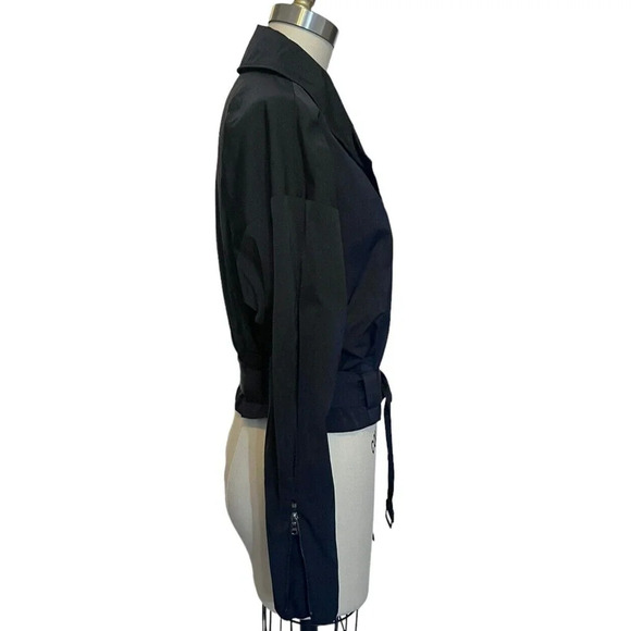 Vintage Lida Baday WOMENS Short Belted Trench  Jacket Black Size 4 - Picture 4 of 10